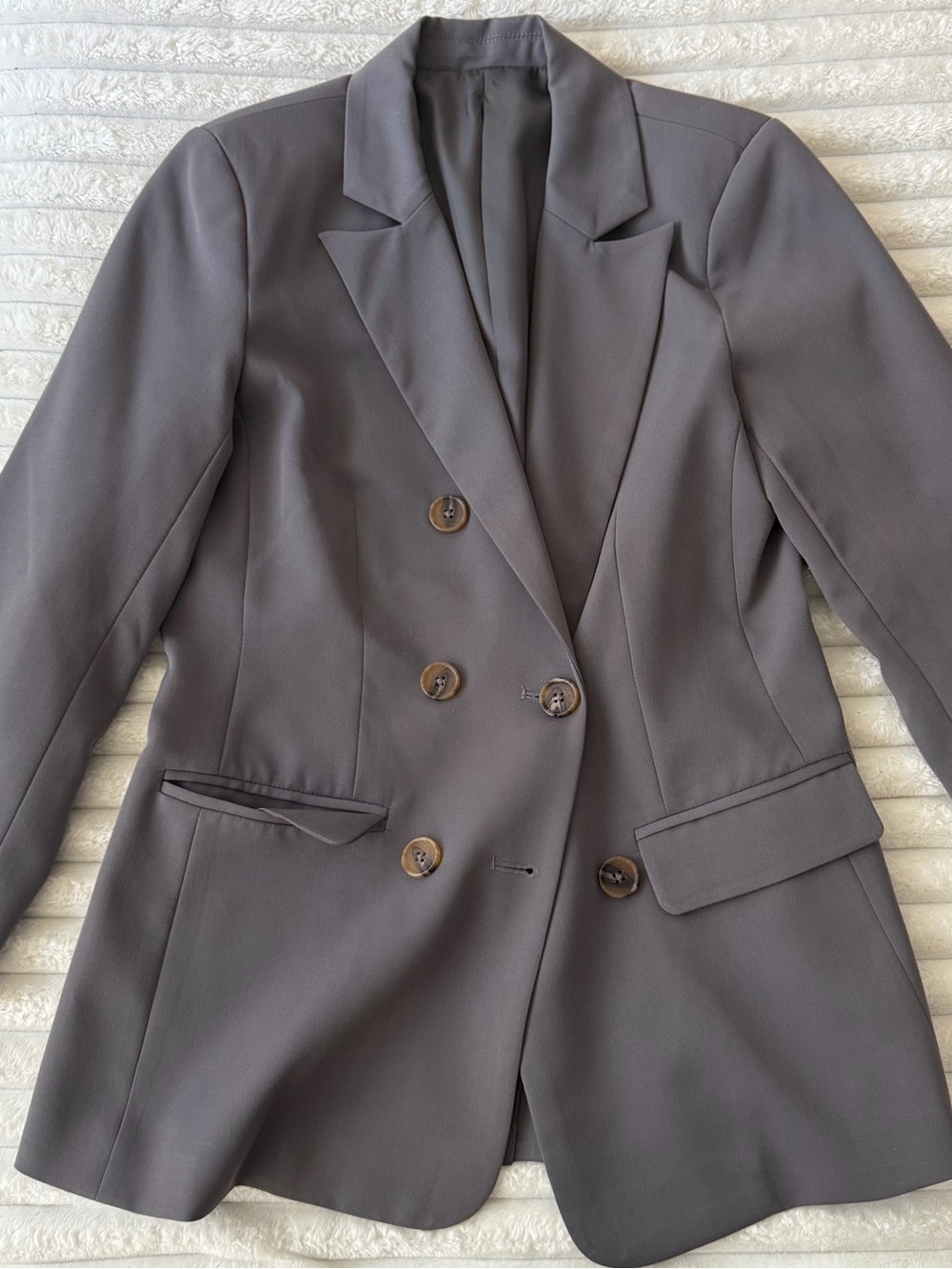 Women's Double-Breasted Gray Blazer